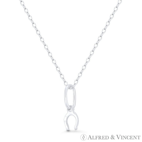 Tiny Horseshoe Good Luck Charm 15x5mm (0.6x0.2in) Pendant in .925 Sterling Silver