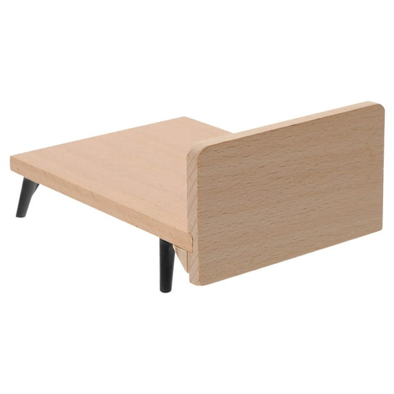 Khaki Miniature Bed for Doll House Decor Made of Wood Perfect for Kids Pretend Play Toy 3.5 x 1.8 x 2.2 inches