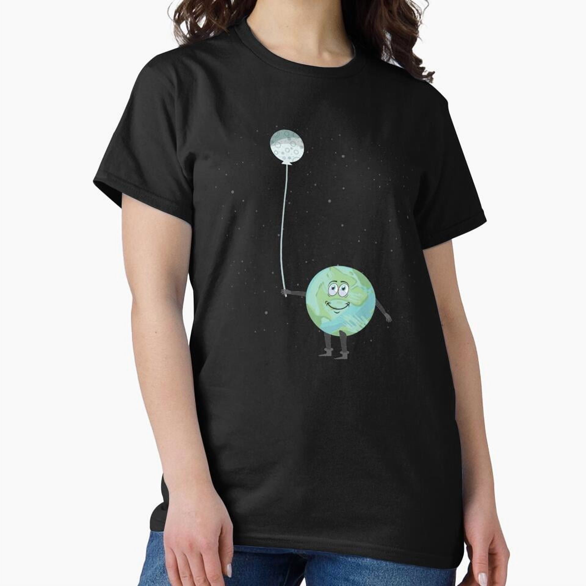 Tiny Hug Cute Earth Holding Moon Balloon Classic T Shirt Full Size S Tiny Hug Cute Earth Holding Moon Balloon Classic T Shirt Full Size S