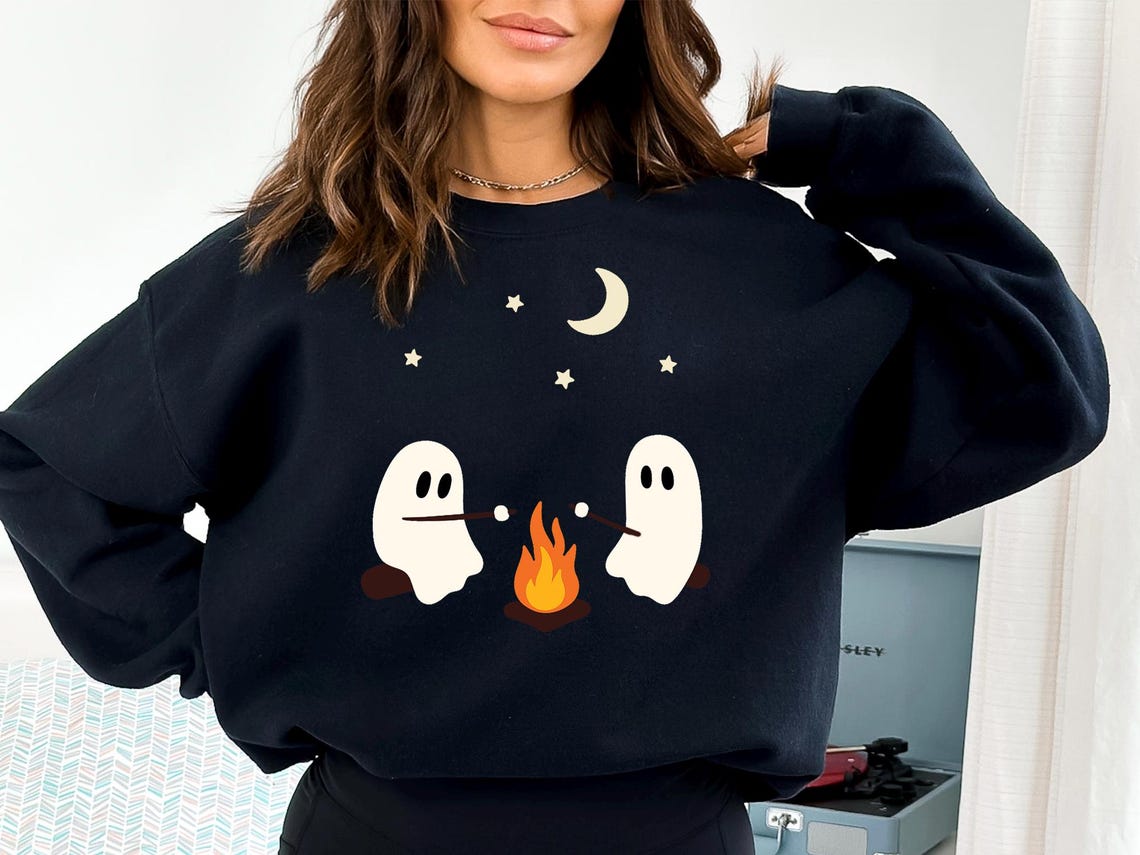 Tiny Hug Ghost Campfire Sweatshirt, Cute Winter Holiday Ghost Shirt ...