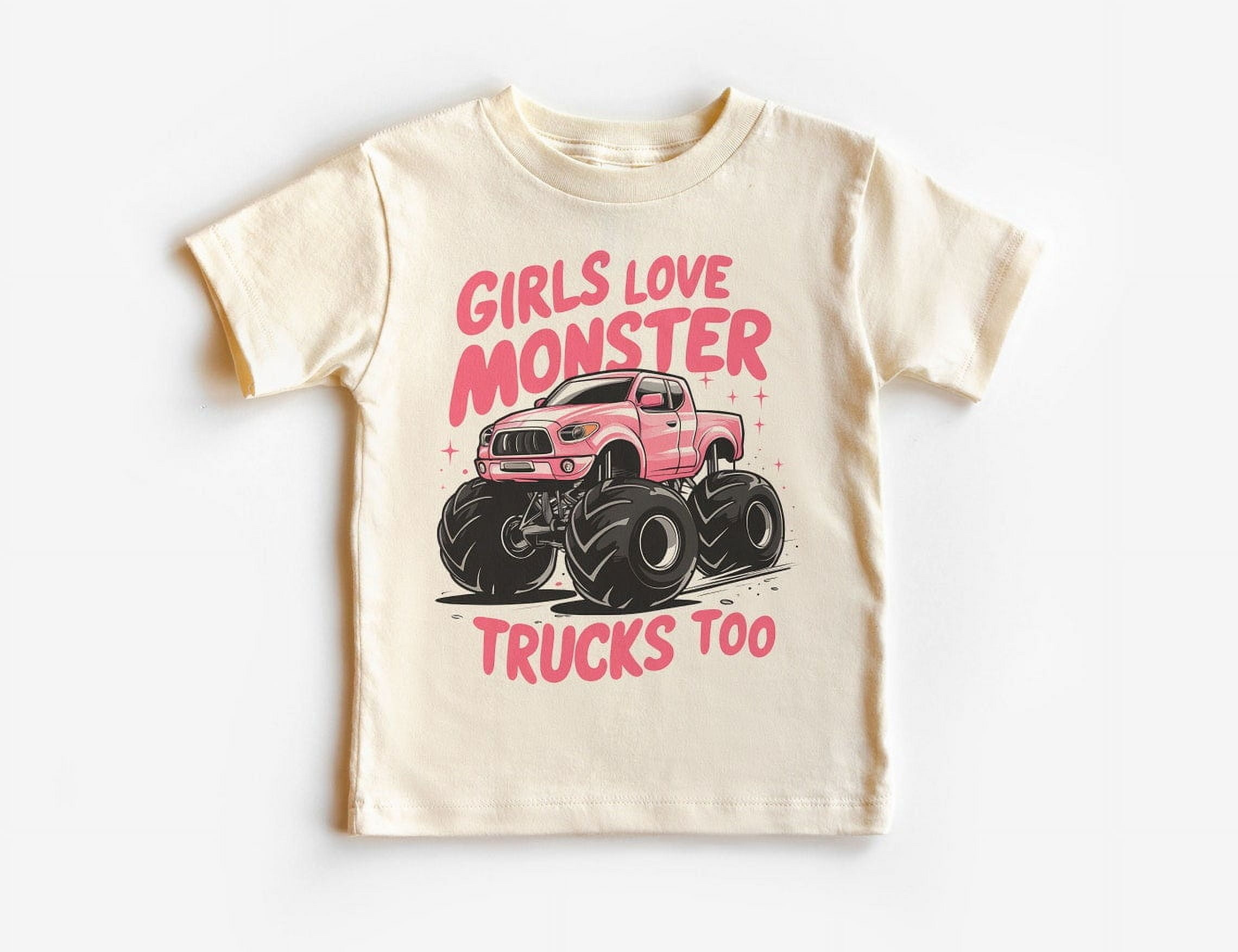Tiny Hug Girls Love Monster Trucks Too Toddler Shirt - Cute Pink ...