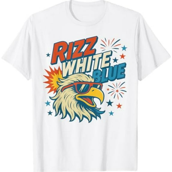 Tiny Hug Rizz White Blue Patriotic Eagle 4th Of July T-Shirt All Size S ...