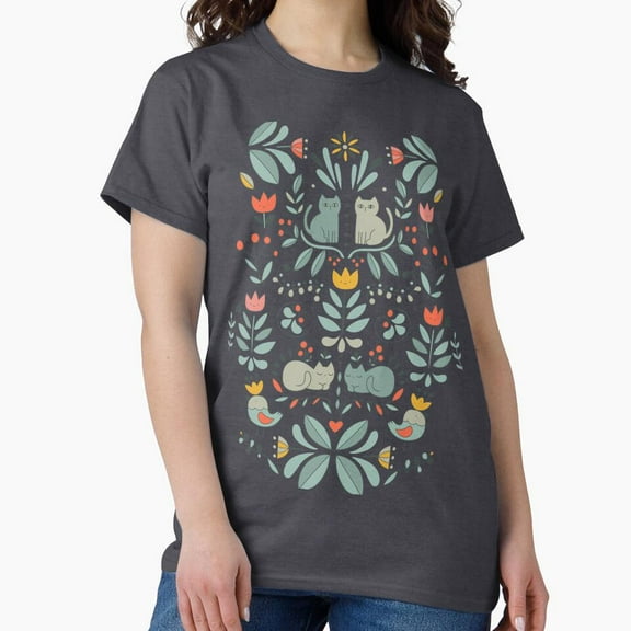 Tiny Hug Swedish Folk Cats Classic T-Shirt, Full Size S-5XL Shirt