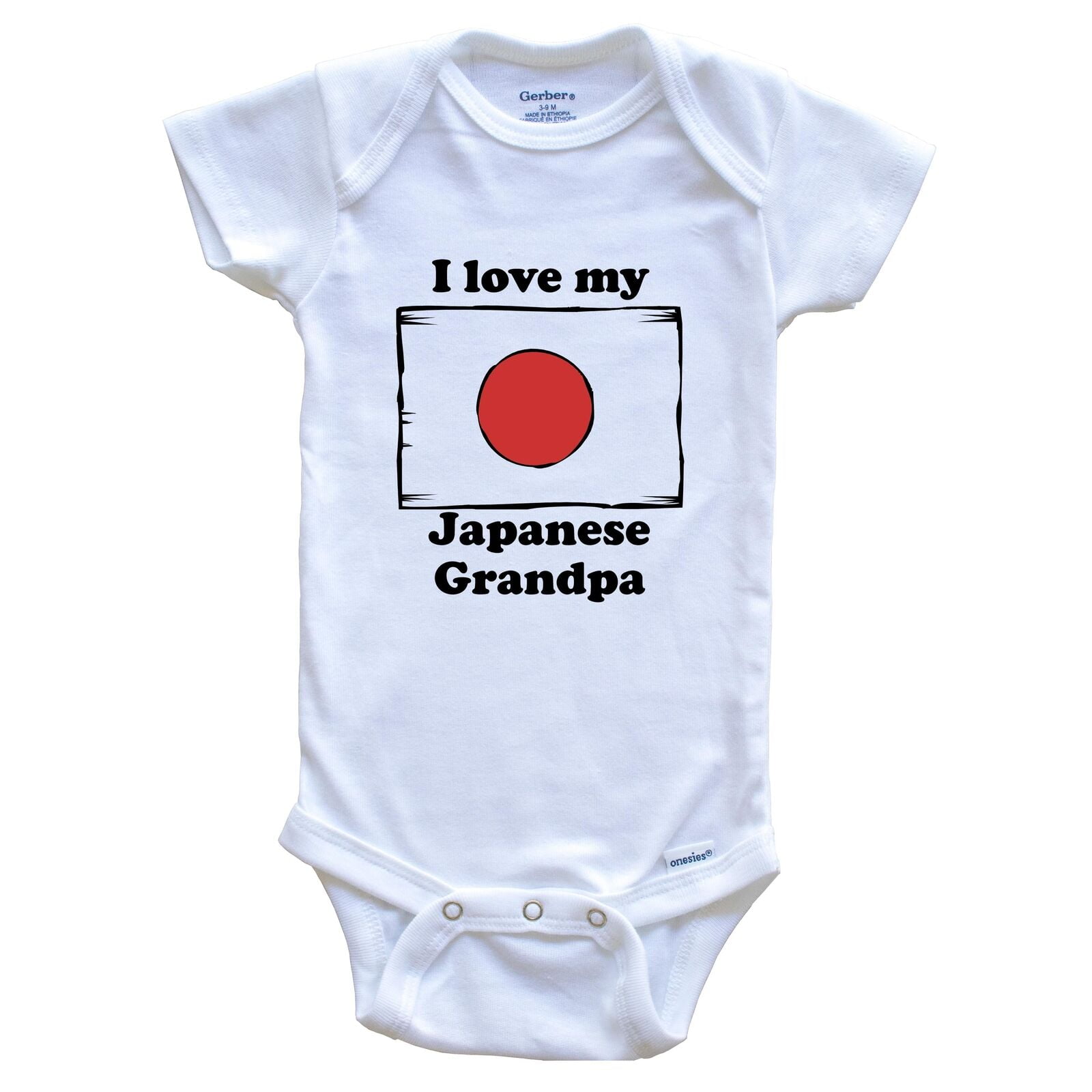 Tiny HugI Love My Japanese Grandpa Japan Flag Grandchild One Piece Baby ...