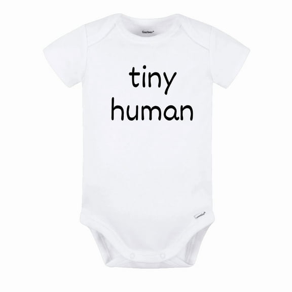 Tiny Human Baby Bodysuit, Newborn Outfit, Baby Clothes, Gift for Children 0-3m White