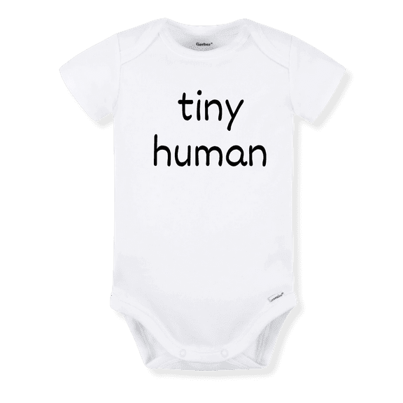 Tiny Human Baby Bodysuit, Newborn Outfit, Baby Clothes, Gift for Children 18m White