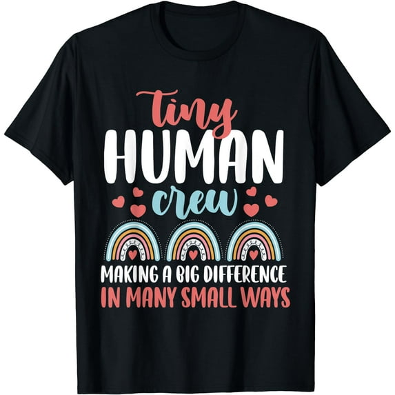 Tiny Human Crew Pediatric Nursing Crew Peds Nurse Squad T-Shirt Black Small
