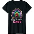 thumbnail image 1 of Tiny Human Tamer Funny Teacher Or Mom Leopard Rainbow T-Shirt, 1 of 3