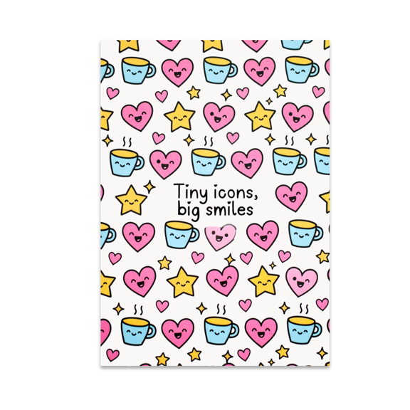 Tiny Icons Big Smiles Pattern - Trendy Decor Enthusiast - 13x19 Poster Print
