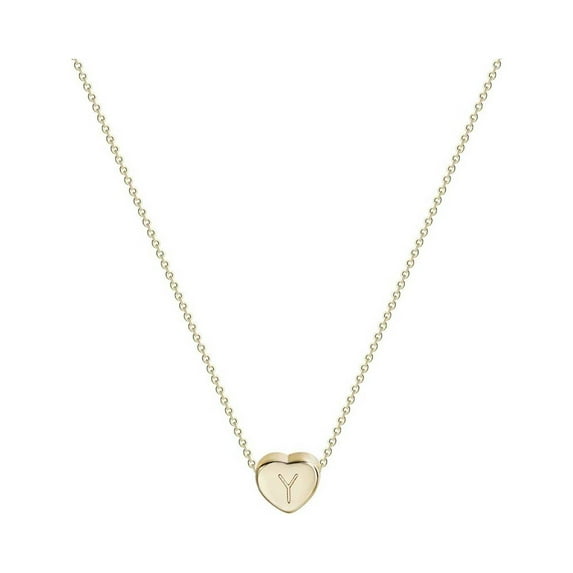 Tiny Initial Heart Necklaces for Women Gold Plated Alphabet Heart Pendant Necklace A-Z Letter Name Choker Jewelry Gift
