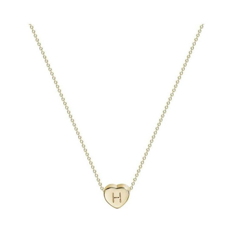 Tiny Initial Heart Necklaces for Women Gold Plated Alphabet Heart