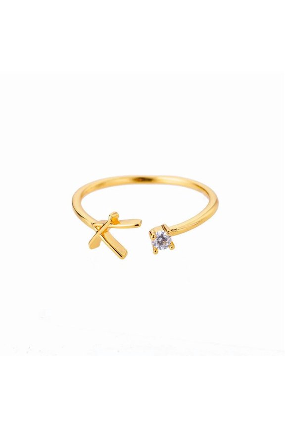 Tiny Initial Letter Rings For Women Stainless Steel A-Z Letters Adjustable Ring Female Christmas Aesthetic Jewelry