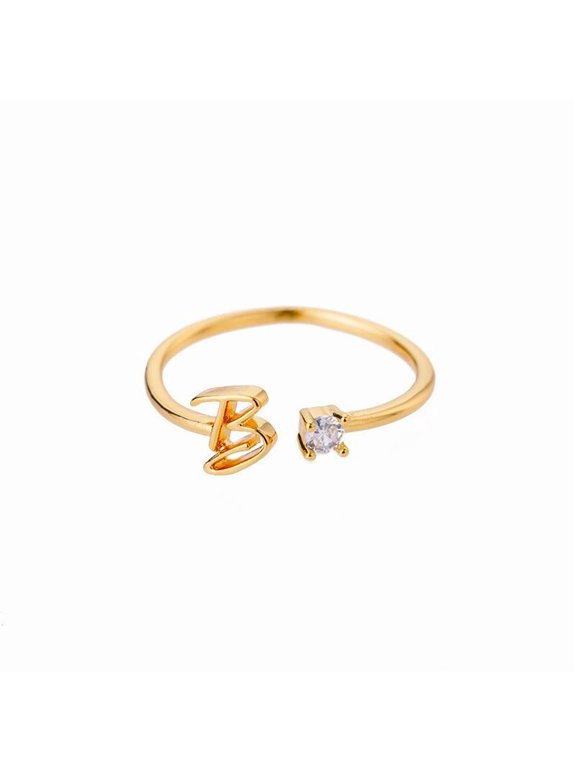 Tiny Initial Letter Rings For Women Stainless Steel A-Z Letters Adjustable Ring Female Christmas Aesthetic Jewelry