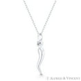 thumbnail image 1 of Tiny Italian Horn Corno Evil Eye Luck Charm Pendant & Chain Necklace in .925 Sterling Silver, 1 of 1