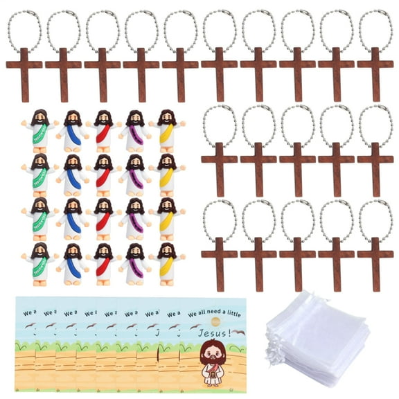 Tiny Jesus Figurines with Cards: A Pack of 20 Religious Figures Dolls That Make Excellent Party Favors and Fun Hide-and-Seek Collectibles for Boys and Girls