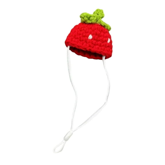 Tiny Knitted Hat for Small Animals Hamster Frog Bunny Pet Costume Accessories Cute Photo Prop Miniature Beret for Guinea Pig Kitten Adjustable Strap