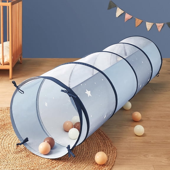 Tiny Land Kids Play Tunnel for Toddlers, 69" Foldable Crawl Tunnel for Babies, Portable Pop-Up Dog Play Tent for Indoor & Outdoor Fun, Blue