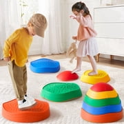 Tiny Land Stepping Stones for Kids, 5-Piece Non-Slip Balance Stones, Durable Plastic Sensory Stepping Stone, Indoor & Outdoor Obstacle Course, Colorful Gift for Toddlers 3-5 Years, Rainbow