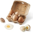 thumbnail image 1 of Tiny Land Wooden Egg for Kids, Organic Play Food Combo Playset - 6 Pcs Realistic Wooden Eggs, Montessori Kitchen Toys for Pretend Play, Easter Crafts for Toddlers, 1 of 6