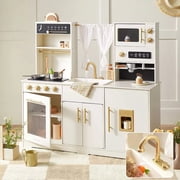 Tiny Land Wooden Play Kitchen with Real Running Water - Pretend Play Set for Toddlers 3+