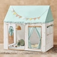 thumbnail image 1 of Tiny Land Woodland Adventure Kids Play Tent - Indoor Forest Wonder Kids Playhouse with Matching Floor Mat, Green & White, 1 of 10