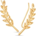 thumbnail image 1 of Humble Chic Ear Crawler Earrings for Women - Gold Plated Hypoallergenic Leaf Climbers, 1 of 9