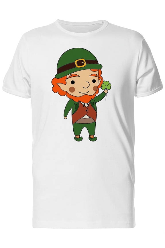 Tiny Leprechaun Cartoon T-Shirt Men -Image by Shutterstock, Male Medium