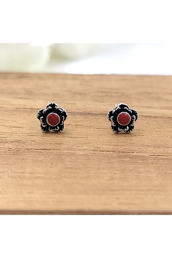 Tiny Little Round Stud Earrings Silver Oxidised Stud Earrings Vintage Jewel Art Gift Solid 925 Gift for Her Mother Sister