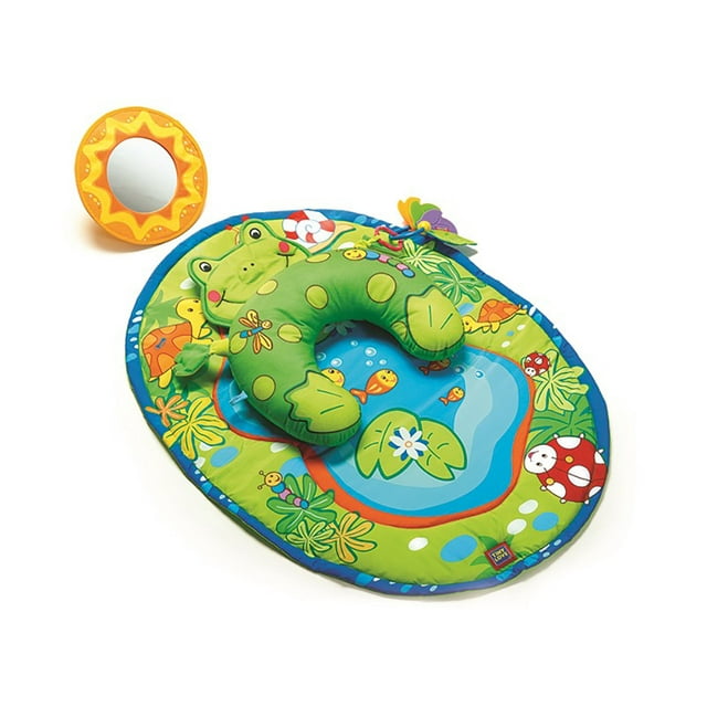 Tiny Love Frog Tummy Time Fun Play Mat and Pillow with Stand Alone Mirror, Green