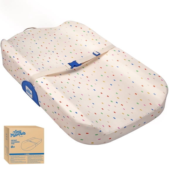 Tiny Marvels Non-Slip Changing Pad, Upgrade Size (18" x 31.50"), Soft Washable Cover, Safe Contoured Baby Changing Pad Fits Standard Changing Tables & Dressers