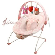 Tiny Marvels Deluxe Cozy Baby Bouncer with Soothing Vibrations and Music，3 Sensory Toys，Age 0-6 Months(Sand Checks)