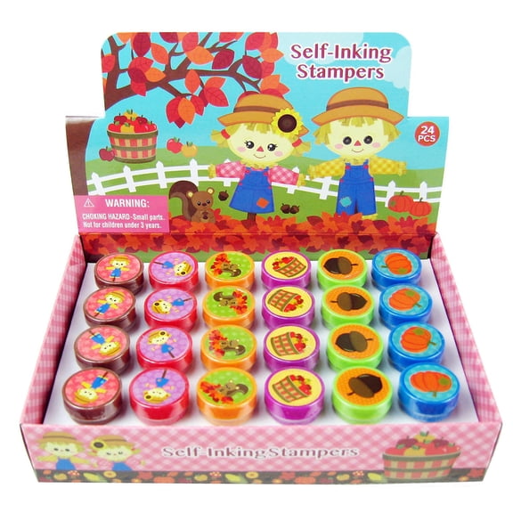 Tinymills Autumn Harvest Stampers for Kids, Thanksgiving, Halloween, Fall, Party Favors, Rewards, Arts & Crafts (24 Pc)