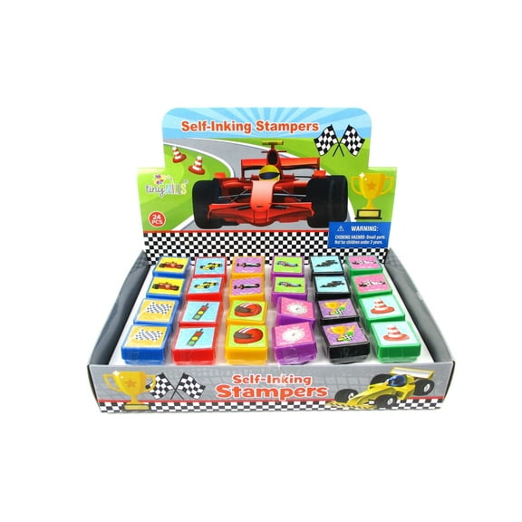 Tiny Mills 24 Pc Race Car Square Stampers, Birthdays, Goodie Bag Stuffers, Party Favors, Rewards, Arts & Craft