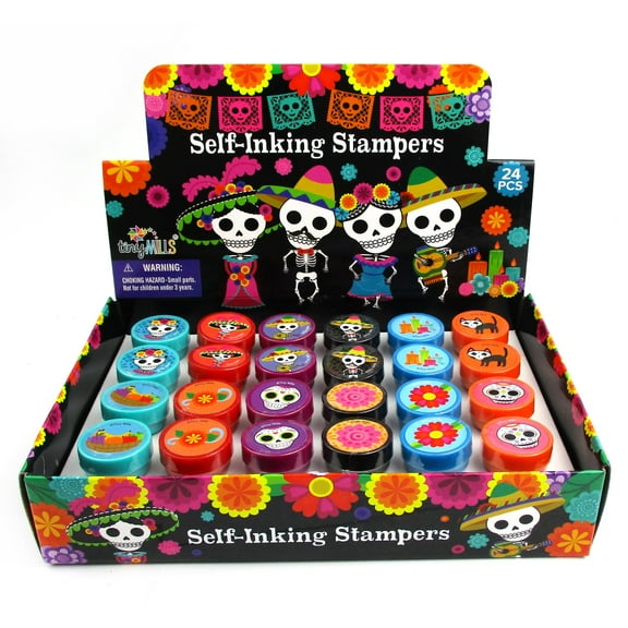 Tinymills Dia de los Muertos Stampers for Crafts, Scrapbooking, Party Favors, Skeleton, and Gifts (24 Pieces)
