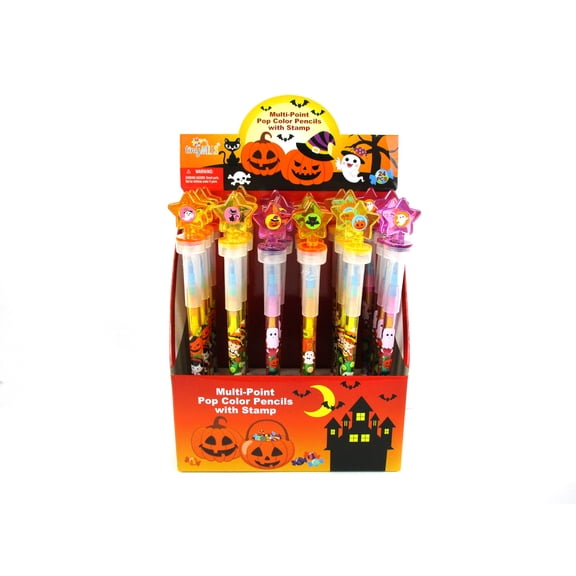 Tinymills Assorted Colors 2-in-1 Stackable Crayons with Stamper Topper (24 Pack)