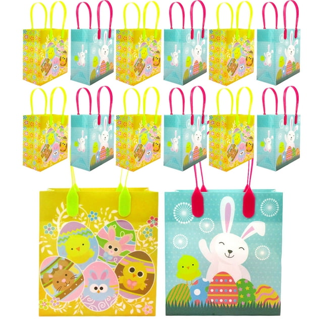 Tiny Mills Easter Party Favor Bags Treat Bags with Handles, Easter