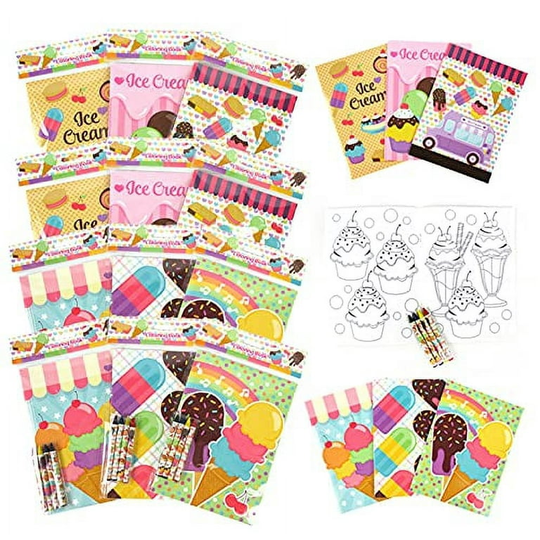 Tiny Mills Ice Cream Coloring Books with Crayons Party Favors with
