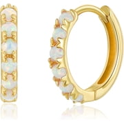 Tiny Mini Opal Huggie Hoop Earrings Upper Ear Cartilage Helix 18k Gold Plated Minimalist Simple Small 10mm 8mm 6mm Hoop Earrings