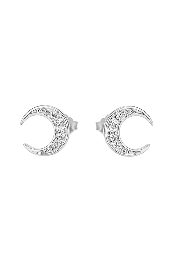 Tiny Moon Cartilage Stud Earrings Sterling Silver Pins CZ Cartilage Tragus Crescent Moon Small Studs for Women