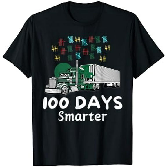 Tiny Nest 100 Days Of School Semi-Trailer Truck Big Rig Trucker Lover T-Shirt, Gift For Friend