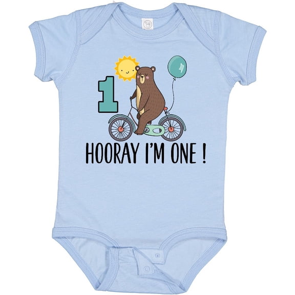 Tiny Nest 1St Birthday Bear On Bicycle 1 Year Old Infant Creeper First Cute Hws, New Born, Baby Shower Gift, New Parents Gift