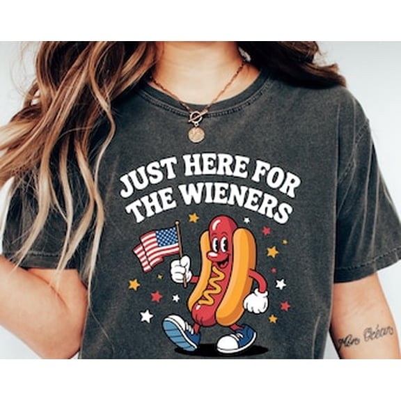 Tiny Nest 4Th Of July Just Here For The Wieners Shirt, 4Th Of July Usa Shirt, Patriotic Tee, Independence Day, Hot Dog Shirt, Usa Flag Hot Dog Shirt For Boy, Girl, Gift For Friend