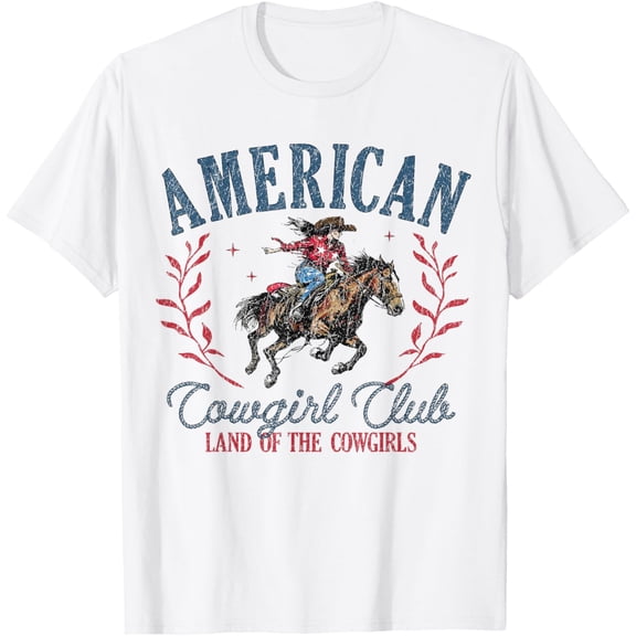 Tiny Nest 4th of July American Cowgirl Club Equestrian Rodeo Western T-Shirt