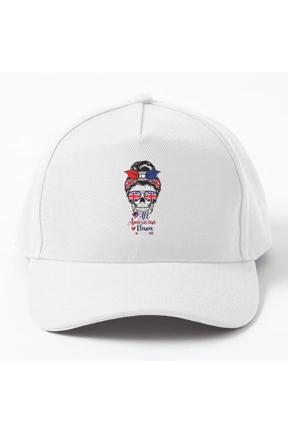 Tiny Nest All American Nana Messy Bun Mothers Day 4Th Of July Cap Baseball Cap, Hats For Men, Gift For Him