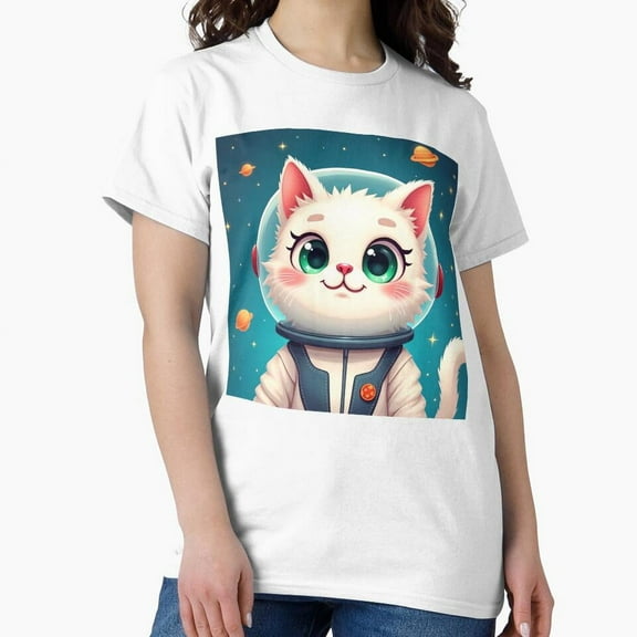 Tiny Nest Astronaut Cat Classic T-Shirt, Size S To 5XL T-Shirt