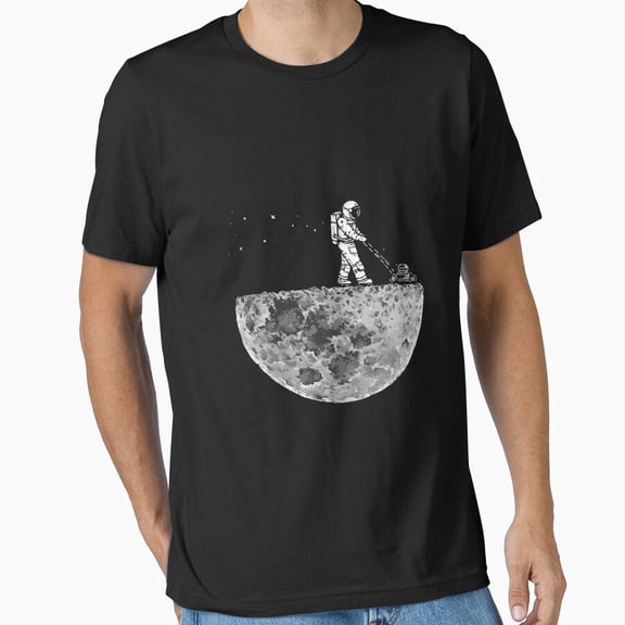 Tiny Nest Astronaut Mowing The Moon Essential T-Shirt, Size S To 5XL T-Shirt