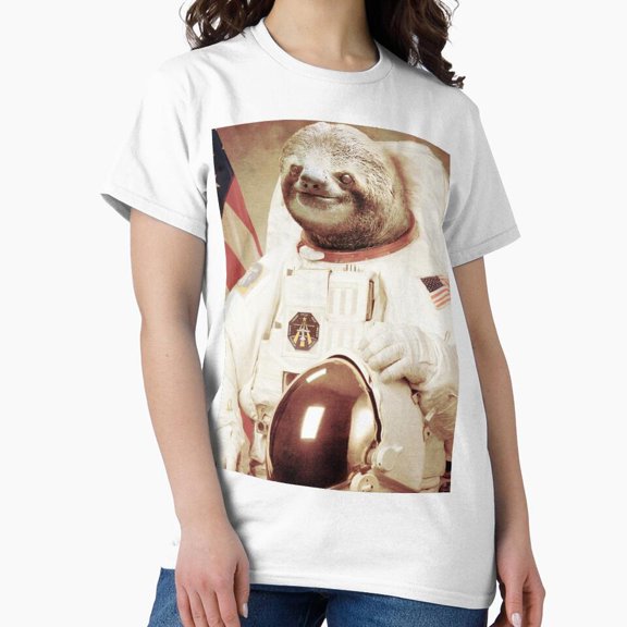 Tiny Nest Astronaut Sloth Classic T-Shirt, Size S To 5XL T-Shirt