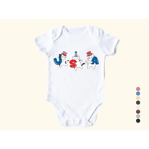 Tiny Nest Baby USA Cat Onesie, Baby 4th of July Outfit, Baby USA Romper, USA Onesie, Patriotic Baby Clothes, Memorial Day Baby Outfit,