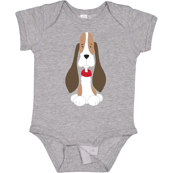 Tiny Nest Basset Hound With Floppy Ears Baby Bodysuit Dog Puppy Lover Red Collar, New Born, Baby Shower Gift, New Parents Gift