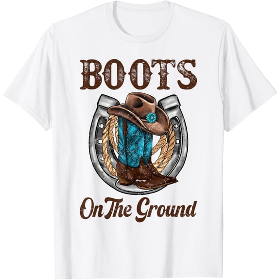 Tiny Nest Boots On The Ground Western Southern Rodeo Cowgirl Matching T-Shirt